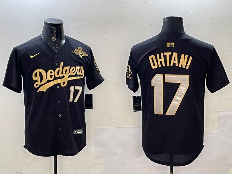 Men Los Angeles Dodgers #17 Ohtani Black Gold Game 2025 Nike MLB Jersey style 02254